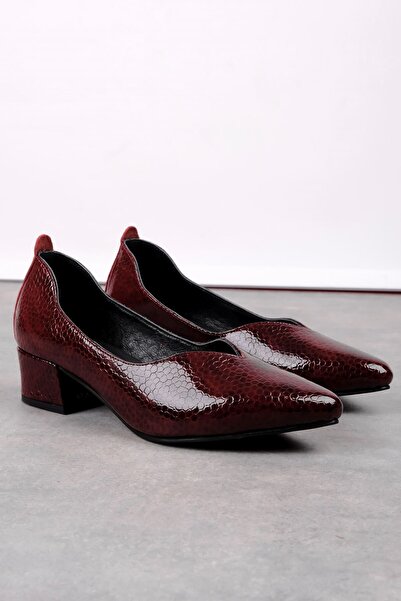 Lal Shoes & Bags Vivos Women's Genuine Leather Pointed Toe V Detailed Heeled Shoes B3976