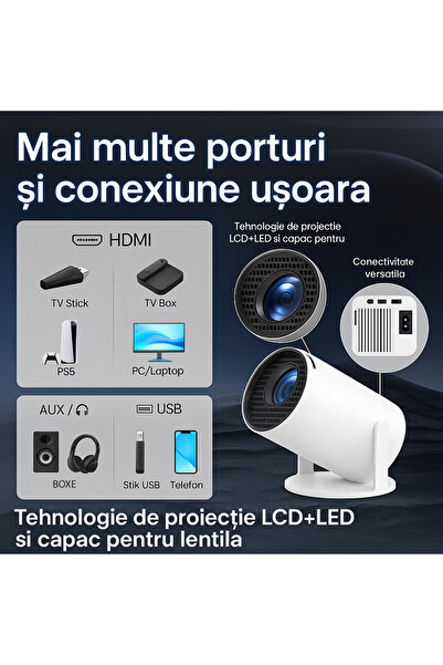 AUXITO Smart Portable Projector Android 11 - UltraHD, Autofocus, WiFi-6, Bluetooth