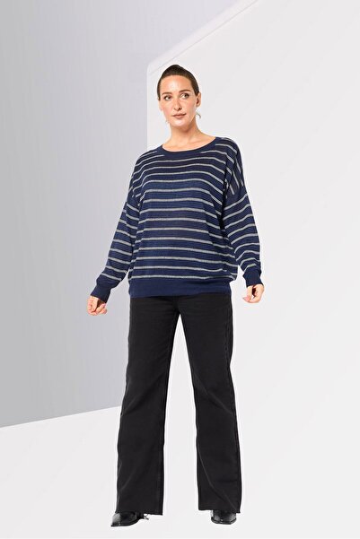 Lacoste Women Crew Neck Stripe Long Sleeve Sweater, Multicolor