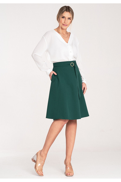 Figl Midi skirt - Buckle belt skirt - green skirt M1074 size S