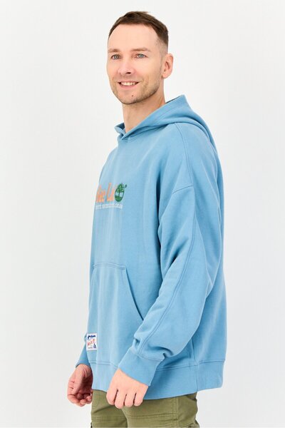 Timberland Men Embroidered Logo Long Sleeve Hoodie, Slate Blue