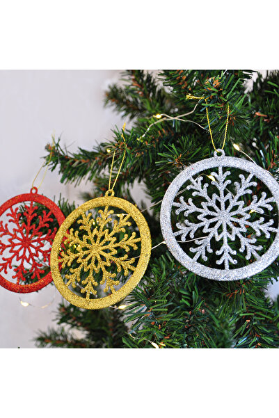 BEST PARTİ Στολίδι Χριστουγεννιάτικου Δέντρου 3 τεμαχίων 10 εκ. Ασημένια νιφάδα χιονιού