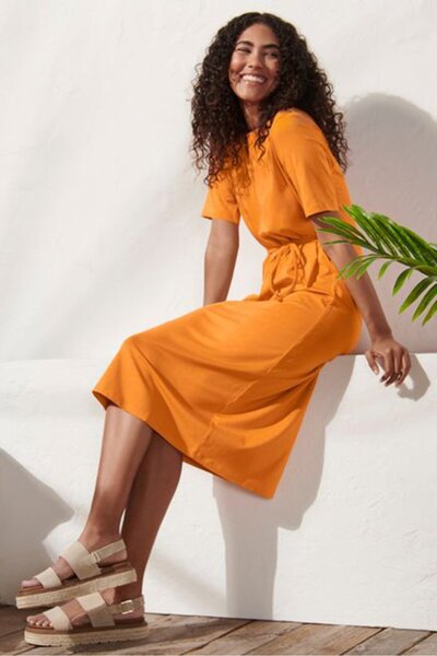 Tchibo فستان نسائي ضيق متوسط الطول، برتقالي