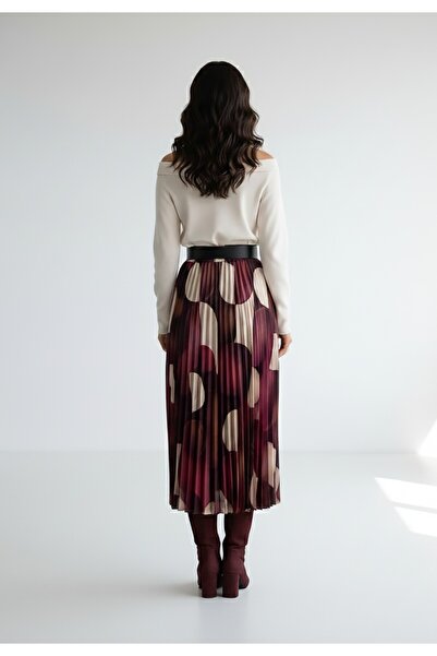 Figl Pleated flared midi skirt - With belt - Cherry M1253 size S