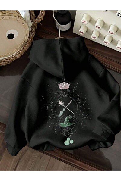 Soothing Space Magic and Staff Printed Unisex Hooded Sweatshirt