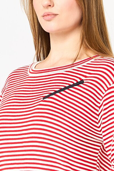 Lacoste Women Crew Neck Long Sleeve Stripe Sweatshirt, Multicolor