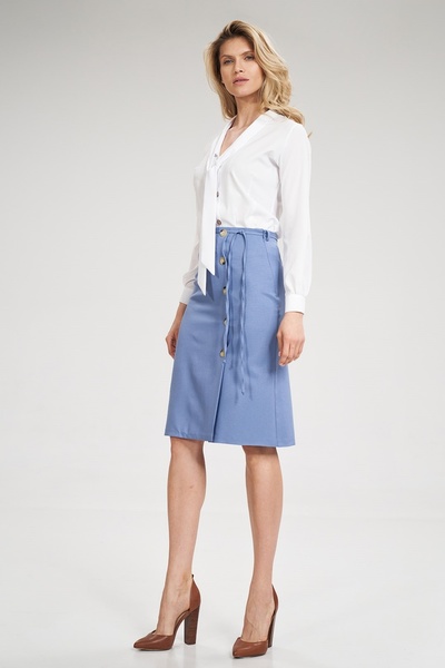 Figl Fustă creion midi cu nasturi, albastră M697, mărimea S