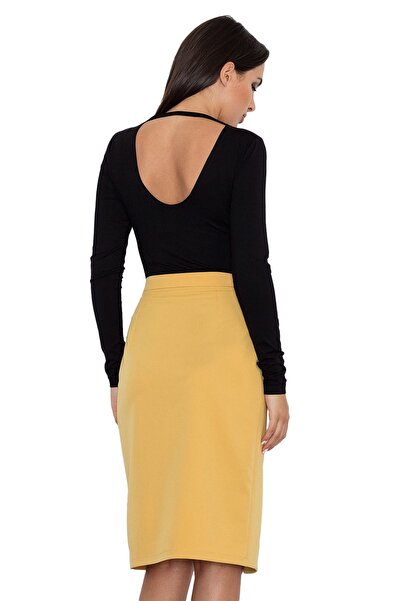 Figl Fashionable yellow pencil skirt with high waist M559 size XL
