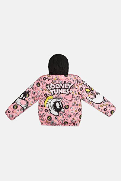 Members Only Kids Girl Looney Tunes Hooded Jacket, Pink Combo