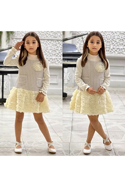 ALPİDS ДЕВОЧЕСКА РОКЛЯ С ДЕТАЙЛИ ОТ ТКАН С РОЗИ