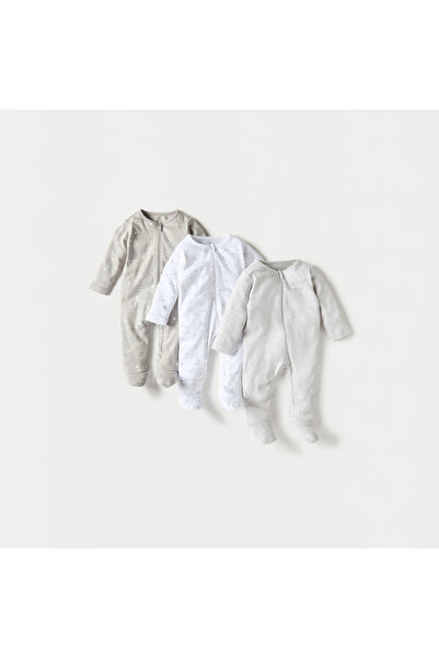 Juniors Printed Closed Feet Sleepsuit with Long Sleeves - Set of 3