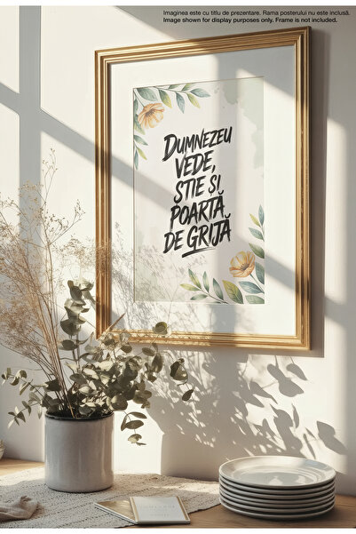 21mxm God Takes Care - Unframed Romanian Religious Canvas Poster - Digital Print