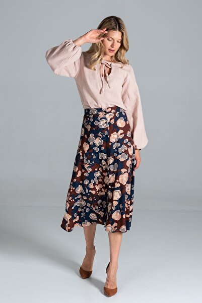 Figl A-line flared midi skirt - buttoned skirt with print M830 size S/M