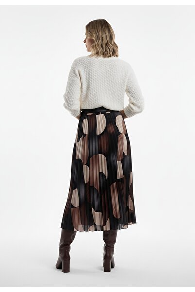 Figl Pleated flared midi skirt - With belt - Black M1253 size XL