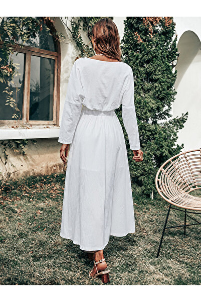 FridayIn Casual V-neck Solid color Bow Regular sleeve Dress Suits