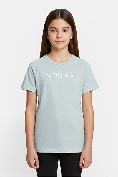 Puma Kids Girl Sportswear Fit Short Sleeve Outdoor T-Shirt, Green