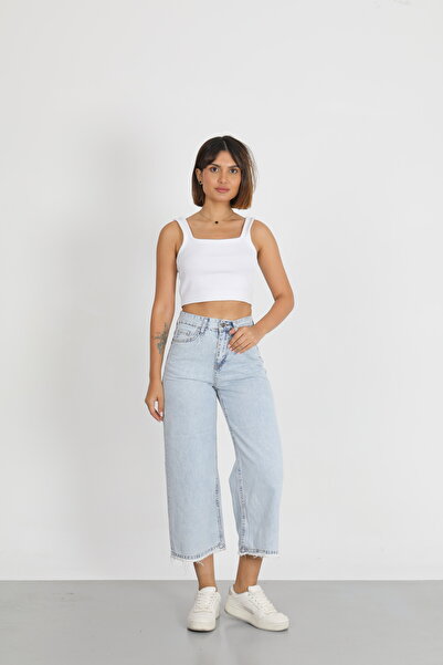 viking's line BUZ MAVİ MİDİ PALAZZO PANTOLON WİDE LEG JEANS YENİ SEZON 2026 -...
