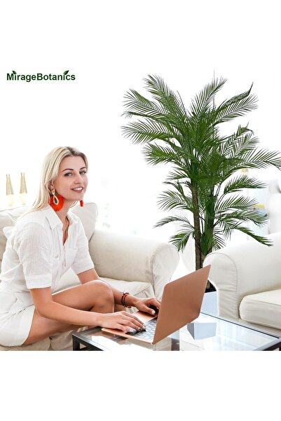 MirageBotanics Artificial Palm Tree 210cm Faux Palm Tree in White Planter - Indoor/Outdoor