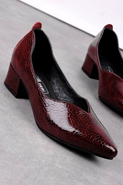 Lal Shoes & Bags Vivos Women's Genuine Leather Pointed Toe V Detailed Heeled Shoes B3976