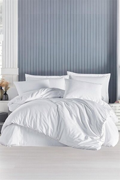 Bayev Berry White Single Cotton Satin Duvet Cover Set 160 X 220