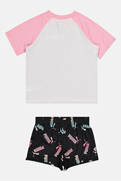 Puma Kids Girl 2 Pieces Brand Logo Top And Shorts Set, Multicolor