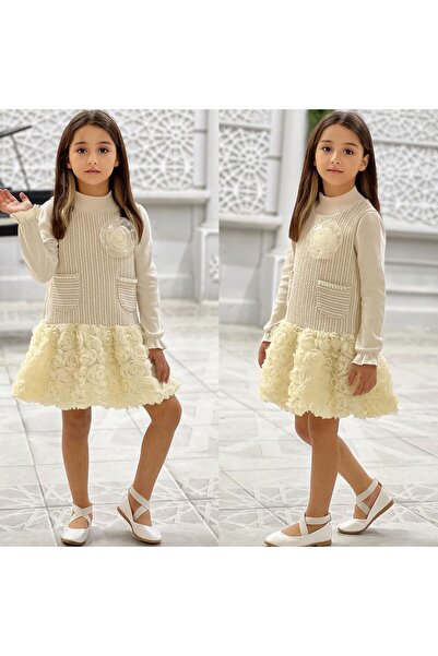 ALPİDS 2-Piece Girls' Dress with Rose Fabric Details