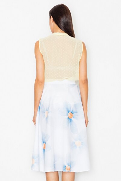 Figl Elegant midi skirt with blue flowers M495 size M