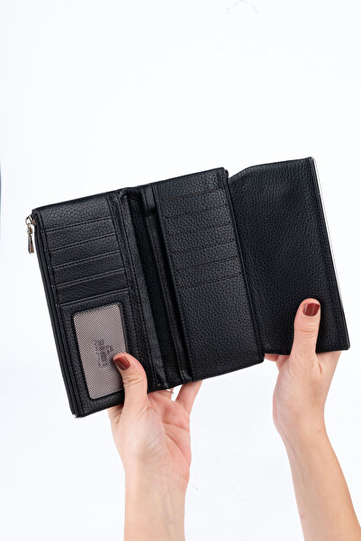 saraci leather craft Women's Wallet – Zippered & Card Holder Portfolio Stylish Long Wallet Women's Vegan Imported Leather