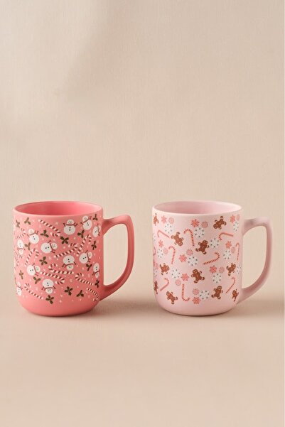 Karaca New Year Gingerbread Soft Touch Mug Set for 2 People 470 ml