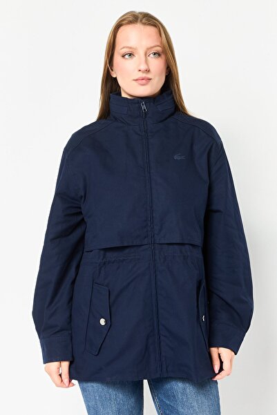 Lacoste Women Embroidered Wind Breaker Jacket, Navy Blue