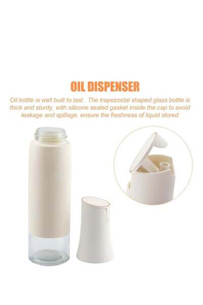 Generic Portable Oil Bottle, Olive Oil Dispenser, O-Shaped Spout, Auto Opening/Closing (White)