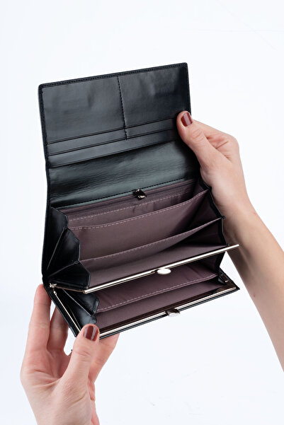 saraci leather craft Vegan Imported Leather Women's Wallet – Large Capacity Portfolio Wallet with Multi-Compartment Card Holder and Zipper Closure