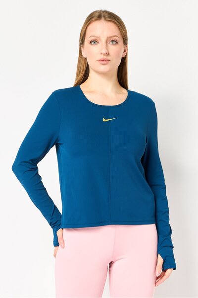 Nike ملابس رياضية نسائية بأكمام طويلة للجري، باللون الأزرق