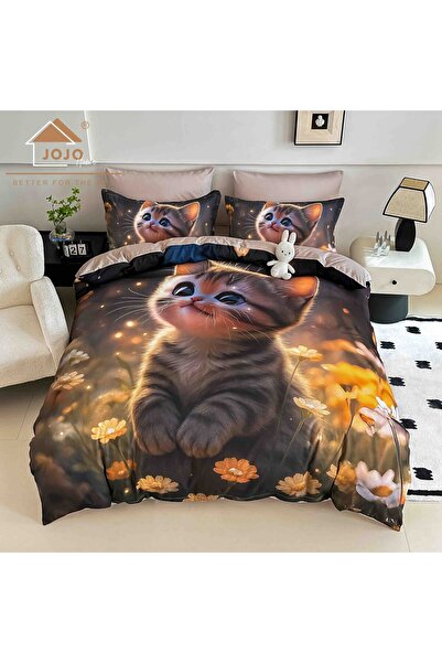 JOJO HOME Bed Linen, 5D Print, Double Bed, Fitted Sheet