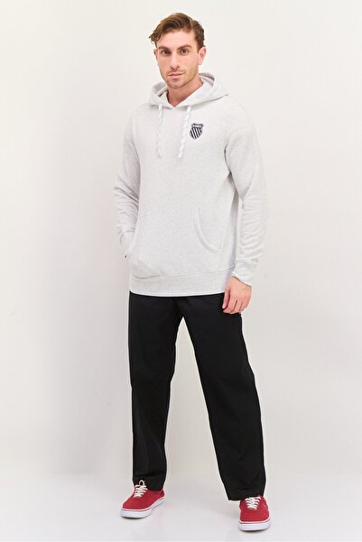 K-Swiss Men Hooded Long Sleeve Brand Logo Sweatshirt, White