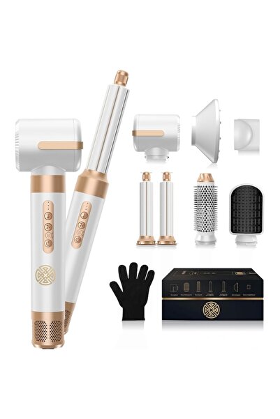 POKKO AIRGLOW Professional Hair Dryer 7-in-1, 110000 rpm, White-Gold
