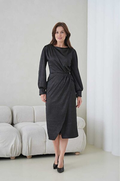 CİXAPLE Double-breasted Satin Dress