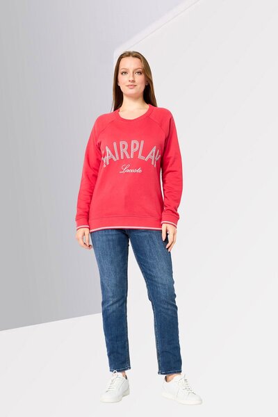 Lacoste Women Round Neck Graphic Print Long Sleeve Sweatshirts, Red