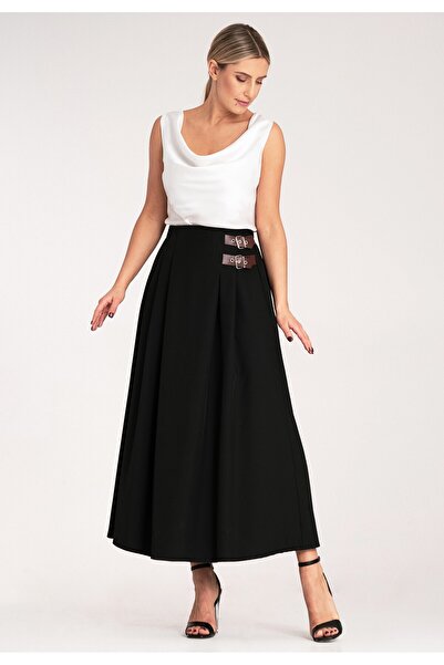 Figl Elegant skirt with belt - Black midi skirt M1156 size L/XL
