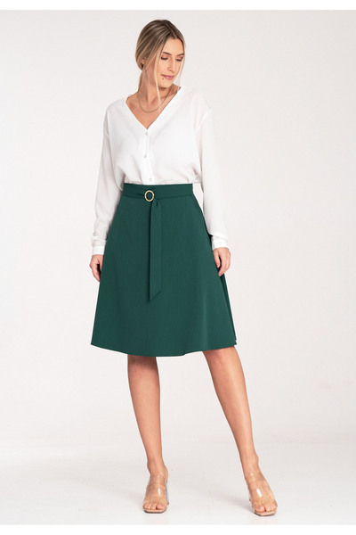 Figl Midi skirt - Buckle belt skirt - green skirt M1074 size S