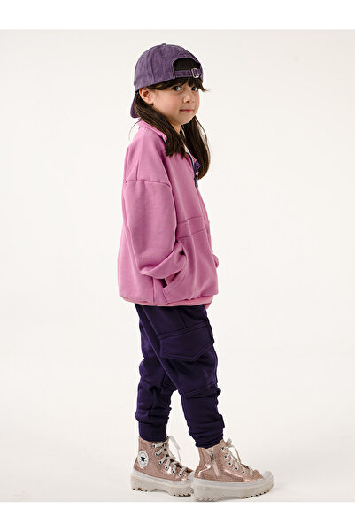 Catz Kids Girl's 3 Thread Combed Cotton Purple Lilac Tracksuit Set