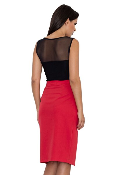 Figl Elegant red skirt with asymmetrical Slit M559 size M