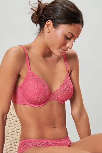 Tchibo Women Textured Non-Padded Underwired Bra, Pink