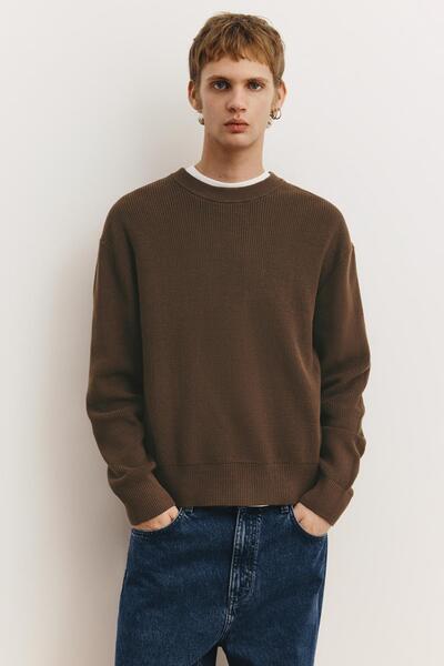 Pull & Bear Structured round neck sweater
