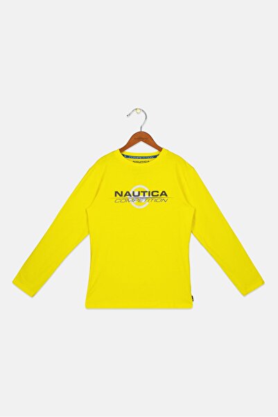 Nautica Kids Boy Crew Neck Brand Logo Tee, Yellow