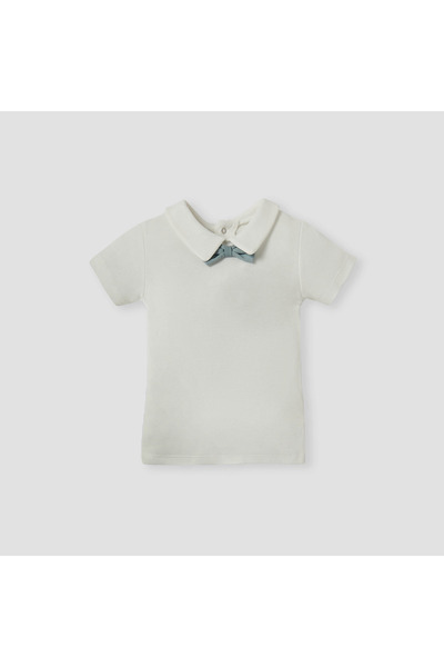 giggles Solid Collared T-shirt and Dungaree Set