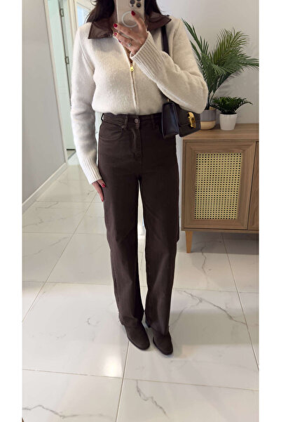 BİRCANÇİL Rewara Σκούρο Καφέ χωρίς στρίφωμα ίσιο τζιν