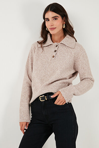 Lela Wool Blend Regular Fit Buttoned Polo Neck Sweater Polo Neck Sweater 4617019