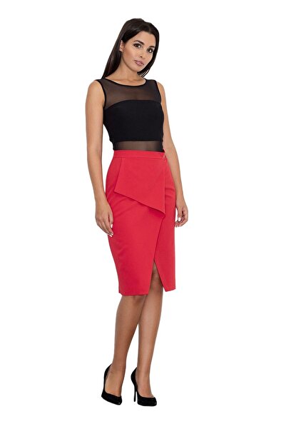Figl Elegant red skirt with asymmetrical Slit M559 size M