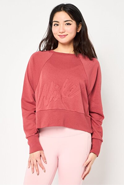 Nike Women Loose Fit Brand Logo Long Sleeve Outdoor Sweatshirt, Rust